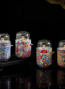 珐彩万花主人杯茶个杯旅行功A8685夫茶具茶杯品闻香杯琅人专用茗