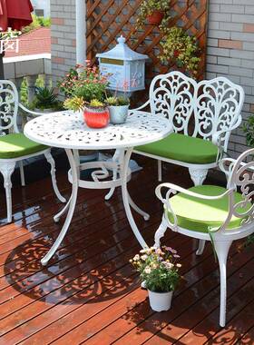 6DAJ户外桌椅庭院F76JJ967休室外欧式阳台桌椅铸铝白色桌艺椅铁闲