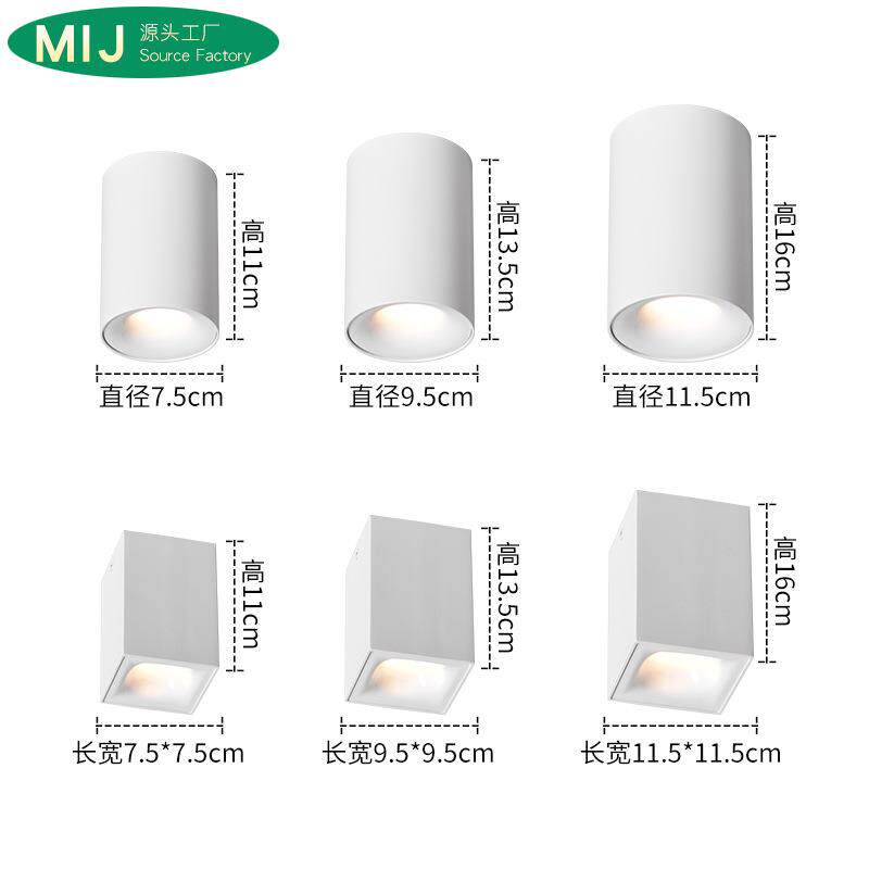 led明装防水射灯家用浴室卫生间天花户外店铺门头cob明装吸顶筒灯