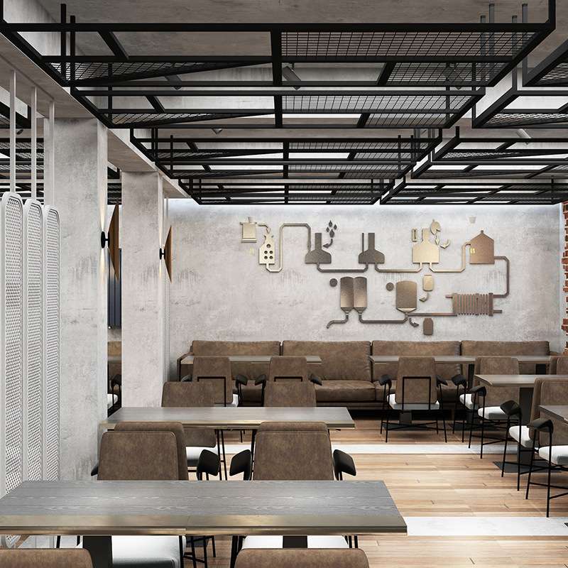 哇铁艺吊顶办公室健身房隔断餐厅酒吧菱形网格悬挂天花屏风镂空