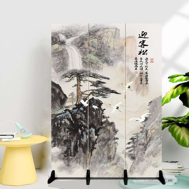屏风隔断客厅卧室卫生间厕所入户进门口遮挡家用小户型新中式荷花