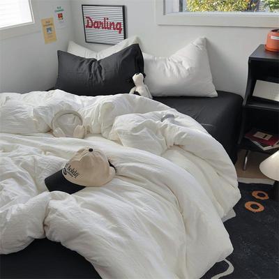 简约轻奢软软糯糯纯色水洗棉四件套床上宿舍混搭三件套床单床笠款
