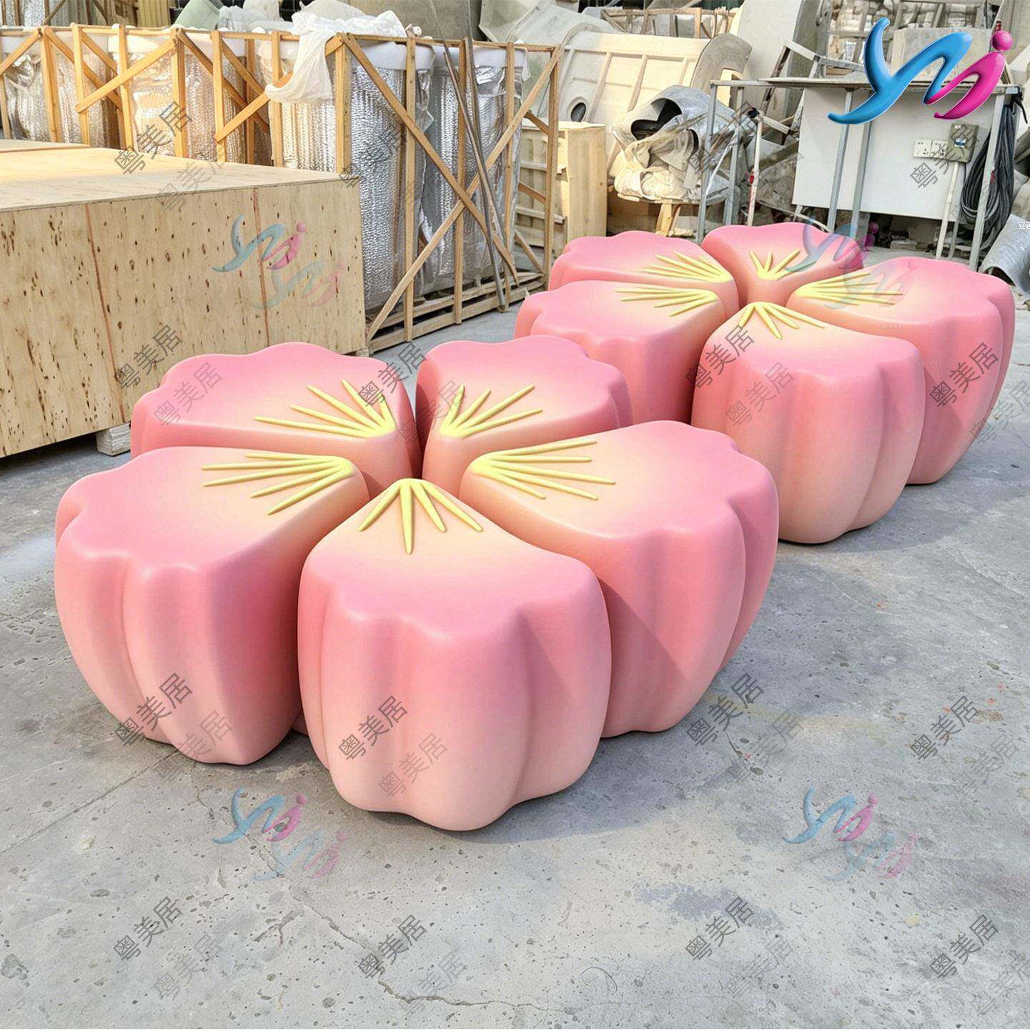 玻璃钢户外创意朵型休闲椅公园景造区照打拍卡芙YMJ-2604蓉花郁金