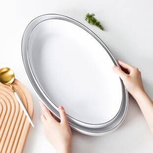 密胺椭圆形鱼盘仿瓷商用蒸鱼盘酒店餐厅专用特大号鱼盘中式菜盘子