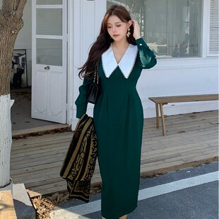 气质收腰显瘦连衣裙秋冬新款 高级感韩版 胖mm包臀裙1975 女装 大码