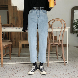 九分牛仔裤 直筒胖妹妹阔腿女裤 宽松2021新款 女装 子显瘦潮 夏装 大码
