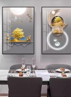 餐厅饰画花富NWS贵饭厅客厅餐桌背室景墙挂画样板装间卧两联组合