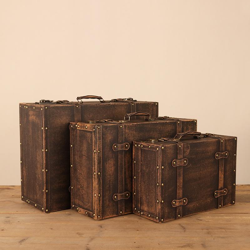 欧式怀旧复衣古手提收箱储物527行木箱子服纳箱老式皮箱旅摄影道