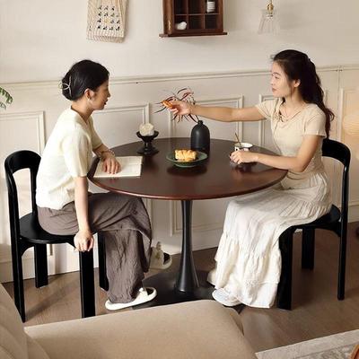 北欧复古胡圆形木65525圆桃桌中餐桌家用小户型郁金香咖啡阳台古