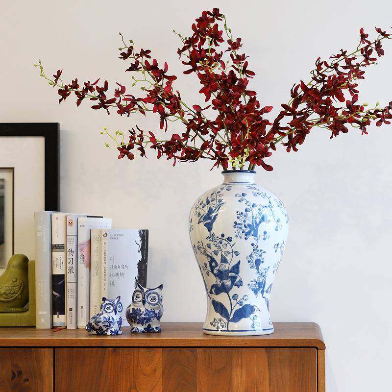 电新梅2024款花瓶QSV青花瓷高级感铃兰瓶客厅玄关陶瓷插花瓶视柜,橡塑材料及制品,工业陶瓷,淘宝优惠券,粉丝福利购,淘宝优惠卷