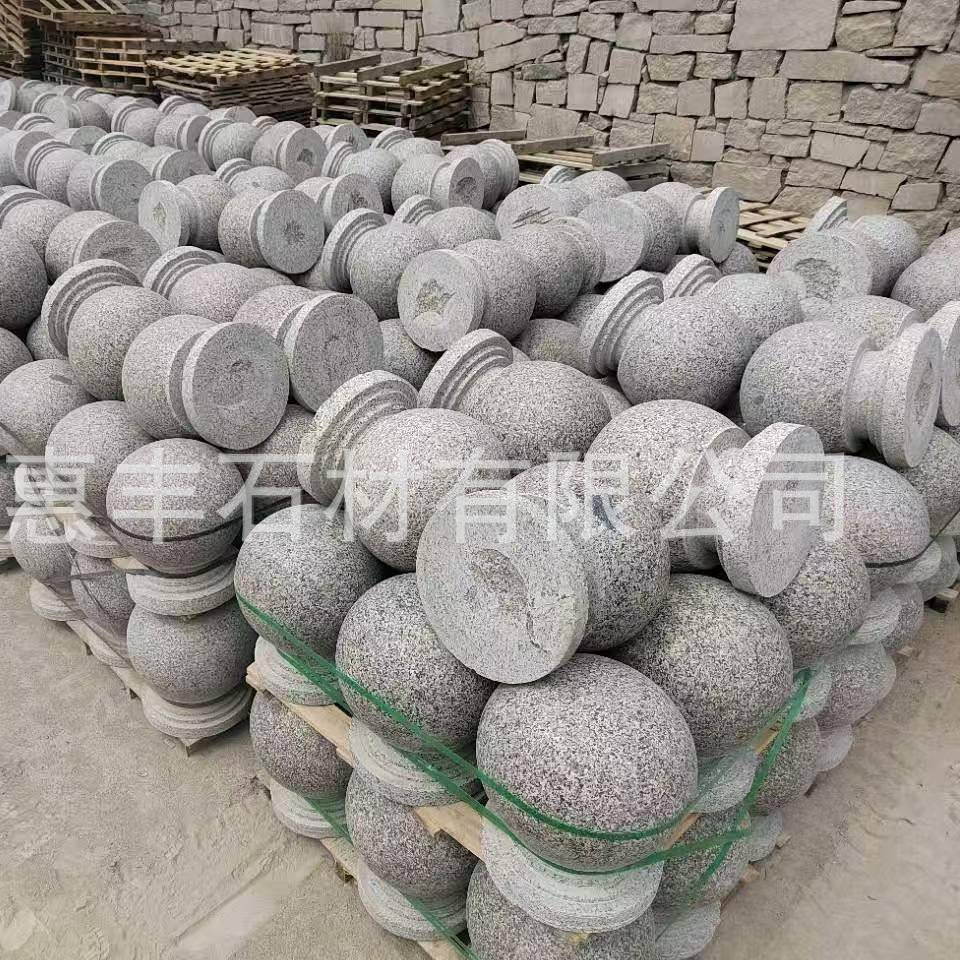 厂障石球小区物业挡路车石球家912广场校石园道路止车墩芝麻灰