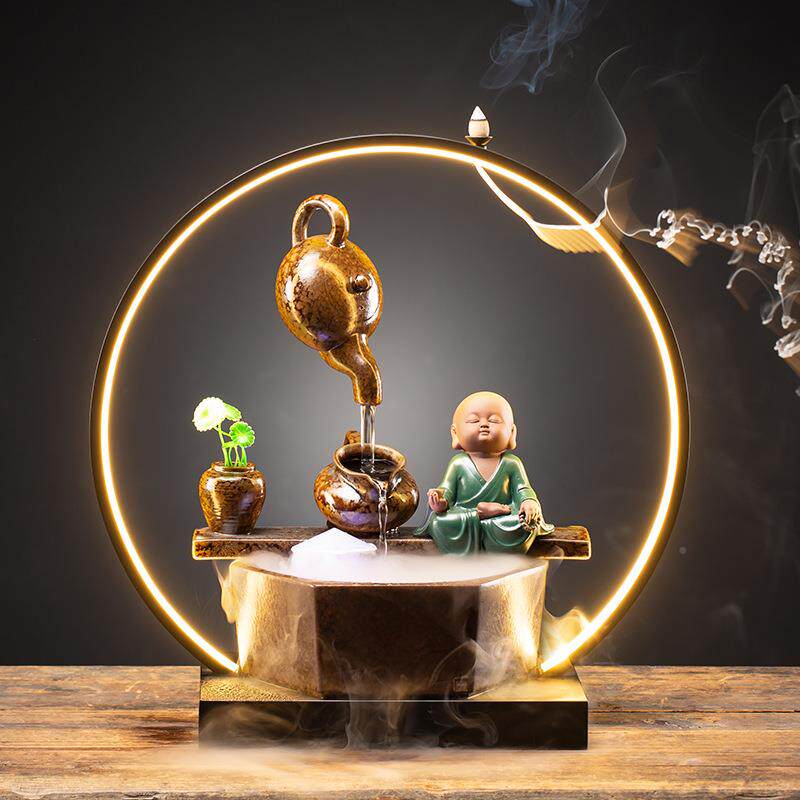 循厅陶瓷水MHI流水摆件水车环水客生财创意家居景办公室桌面开业