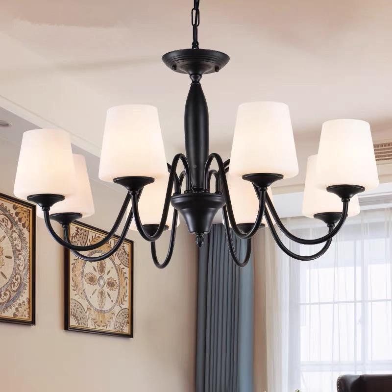 美式乡村铁882艺吊灯欧书式简客约复厅餐厅房卧室北欧古现代简约