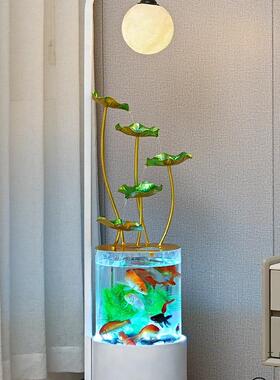 现代鱼缸流水摆铺件循水客厅店高环档沙发电视机饰旁边F99TM569落