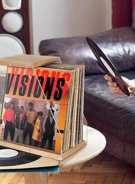 黑胶唱1zy77831片收纳盒竖展示实木放原储木cd桌面存盒明杂志防尘