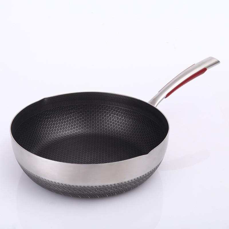 316不钢加深锈煎层锅雪平锅底无涂家用ZJ-XP01奶锅小资锅平锅炒锅