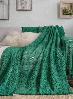 伊缦沙琪韵发巾多GSZ复功能盖巾美式村棉线镂空古乡绿色工厂直供