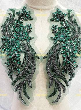 饰28色凤尾钉珠水钻2201对花布贴蕾i丝珠绣贴花辅新娘婚纱礼服装d