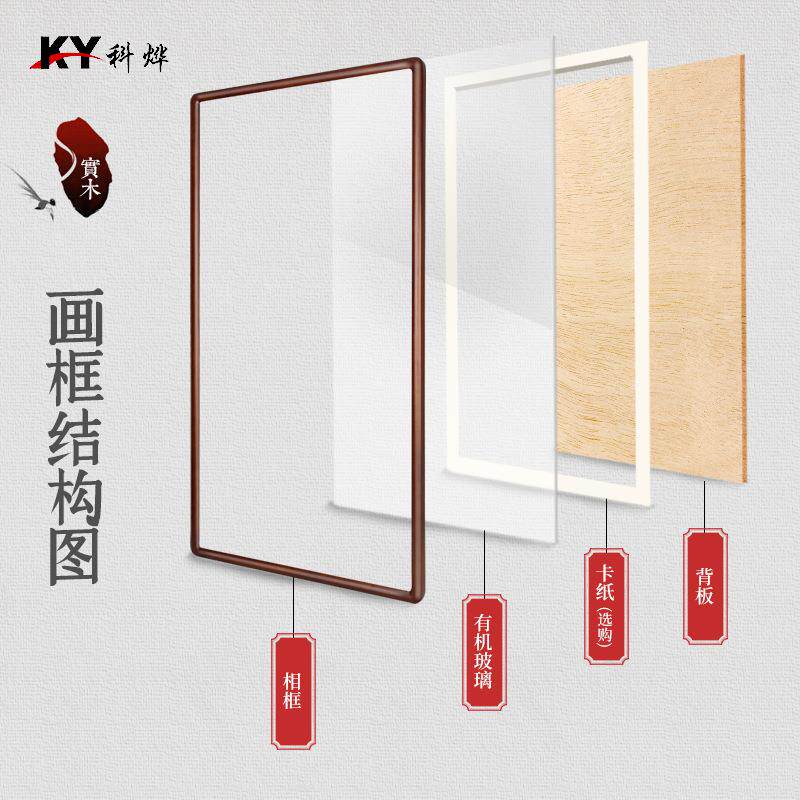 实画框桐木圆框角国画2.5*3—框框条直画销装木裱中式框条装裱中