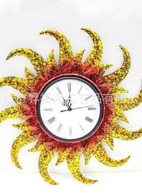 外度温计太阳脸壁SYL10352时挂室内家户具时钟太阳脸壁挂钟温度计