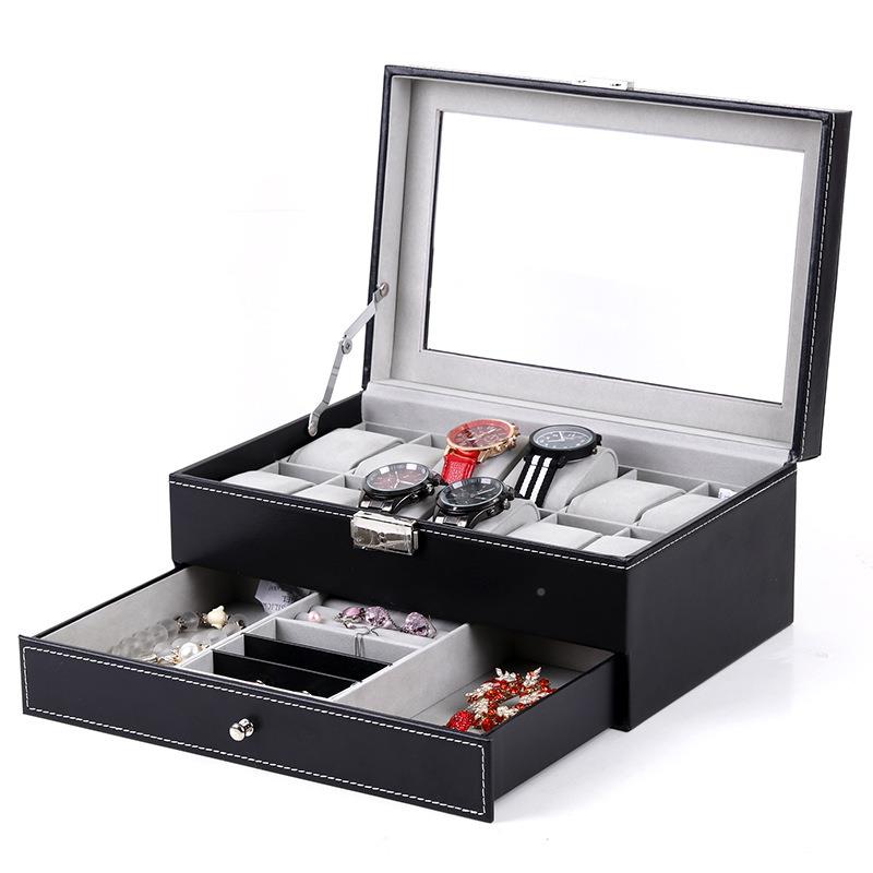 TEMUP革皮12位双层首饰新款珠宝收纳展盒示手表包装盒子