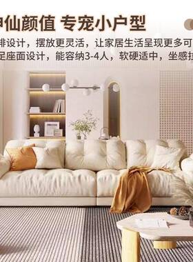 网红猫抓布奶油风云沙发客厅朵用小户型直排三沙人RYC位白色云家