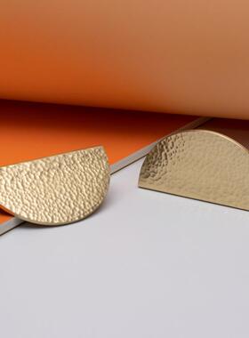 手工心锤纹欧轻奢实铜半圆拉手北简约衣黄柜74731门橱柜抽屉鞋把