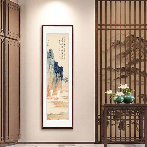 玄关装饰画客厅沙发背景山水画办公室书房挂画新中式国画竖幅壁画