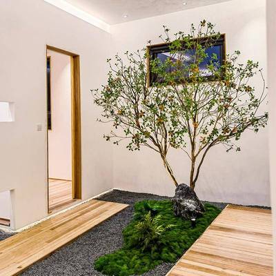 岛春花端绿真海植室内仿装饰高简约01大型新中式景观树软装造景摆