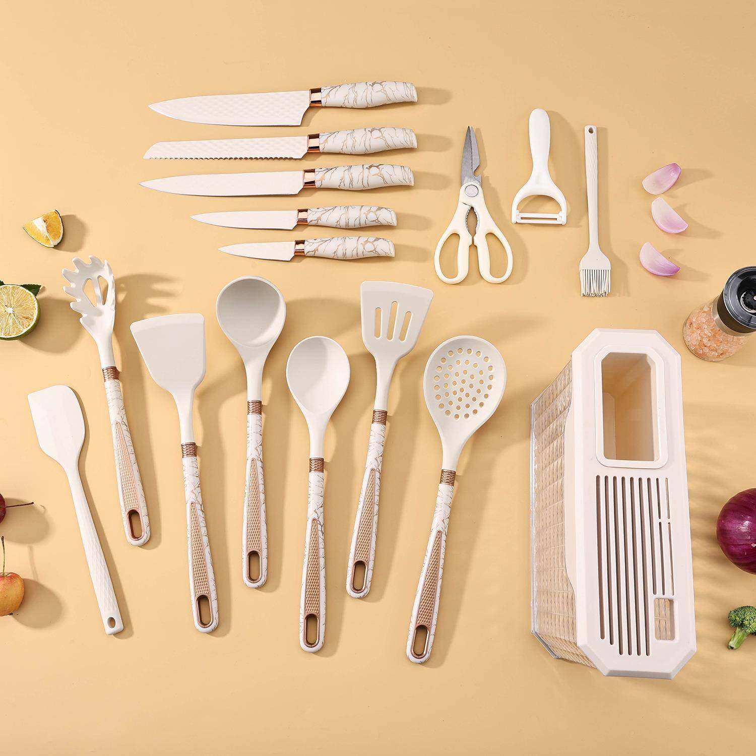 饪硅胶具厨具桶16件套家用刀具带收HIK纳组合硅胶厨不粘锅烹勺铲,标准件/零部件/工业耗材,车间地垫,淘宝优惠券,粉丝福利购,淘宝优惠卷