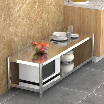 不钢两层货锈架子烤厨房置物架落地层微波炉收纳架箱整理TLE二架