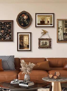 法式挂al202412画美式复中古装饰画客厅发背景沙墙画古合小众艺术