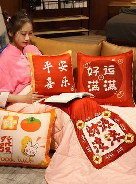 毯午睡国潮抱枕被夏天可AL100514合折毛叠车载枕被子收纳靠毯子二