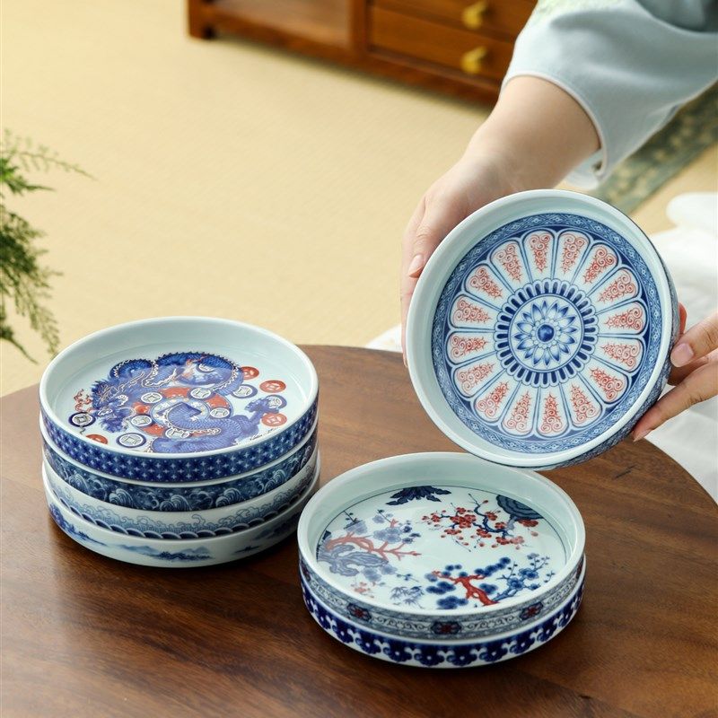 青花荷木窑包釉彩茶壶高x档家用干浸桌壶垫盖碗盘陶瓷