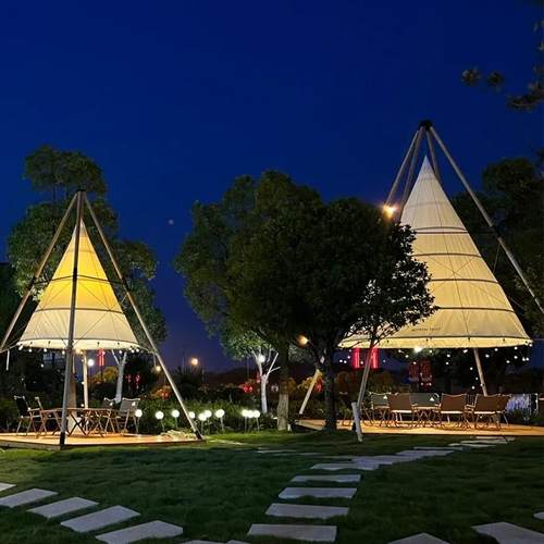 外野奢营地灯笼帐活篷网红天727民宿锥形竹节幕帐篷动遮户阳酒店