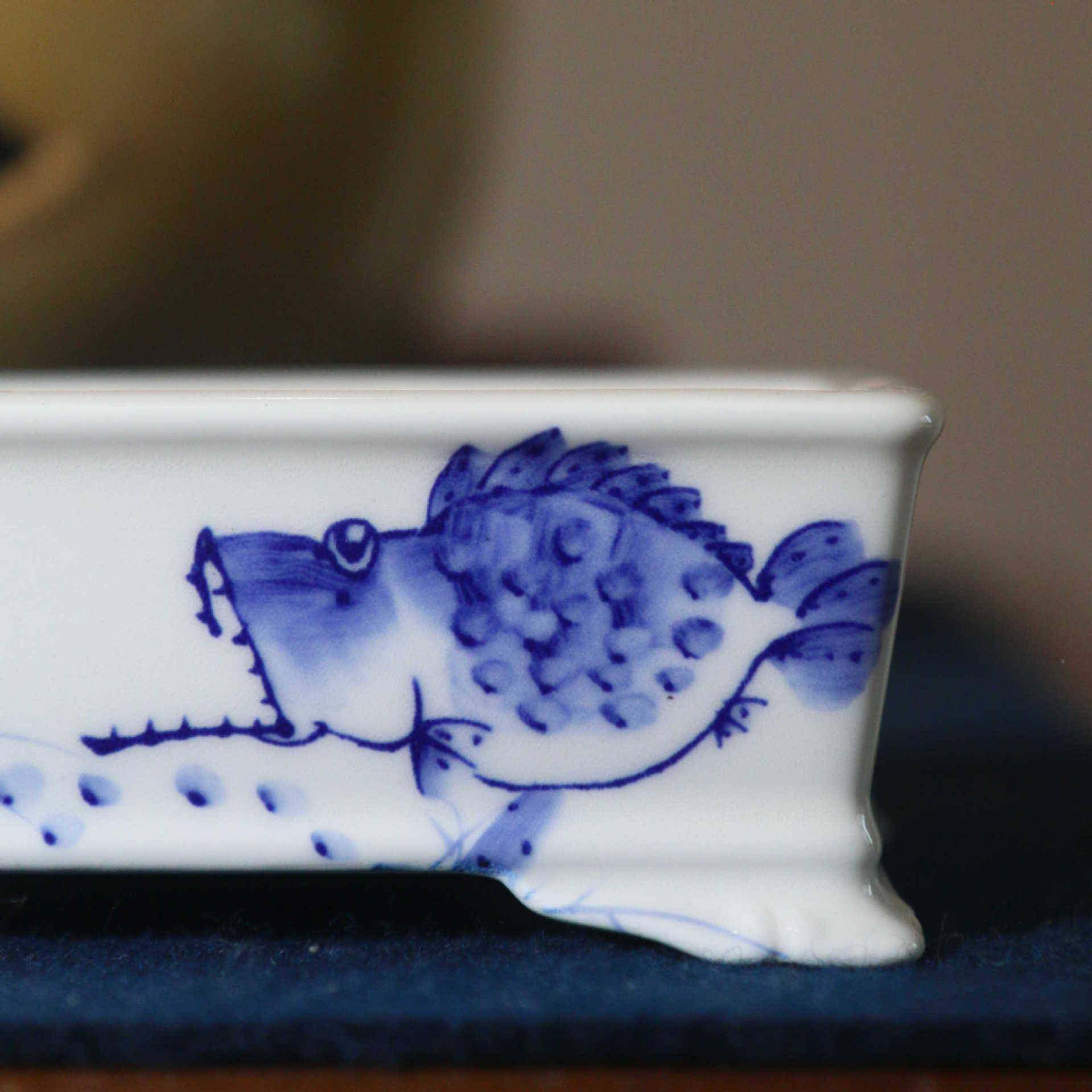 陶花盆手工手绘彩盆瓷景盆仿收古玩星宇藏青鳜鱼青花虾趣纹绘tb-8