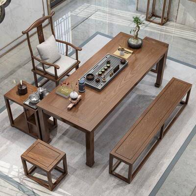 中式仿古实无品牌/茶木茶桌公家接用禅意功夫台办室茶室泡茶待茶