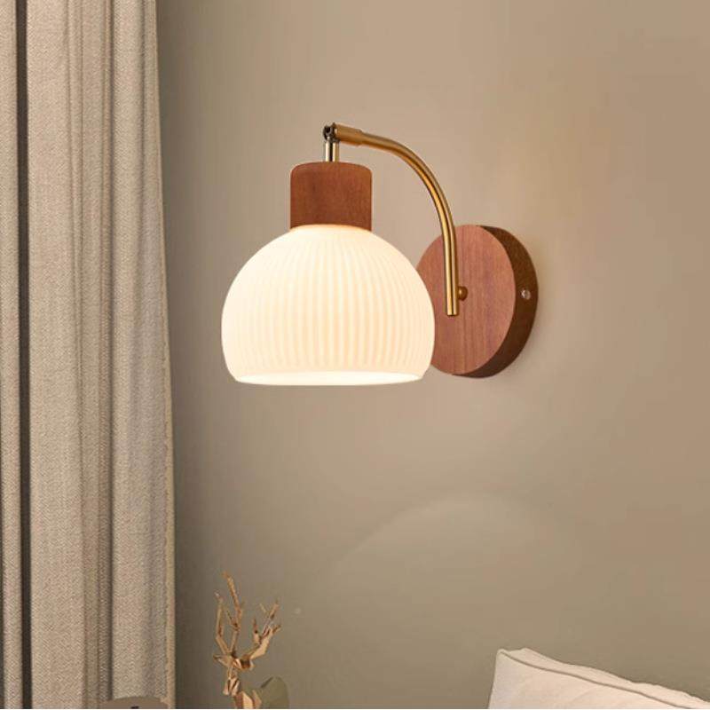 简床壁灯原木色欧北实木中式复古卧室走廊灯可头调节现代约玄B-23