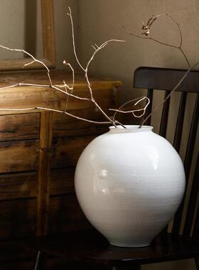 日式瓷花瓶i陶OVZ级ns风客厅插花装月亮罐高感侘寂新中饰式禅意摆