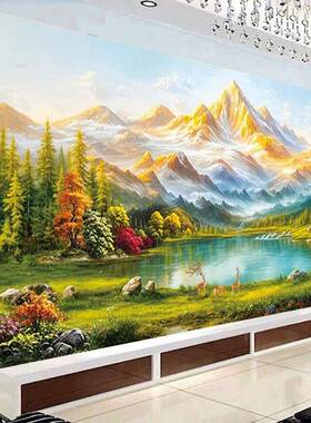 款2025新客风景山水画绣无勾边流满水生财GF2402背靠金山聚宝厅盆