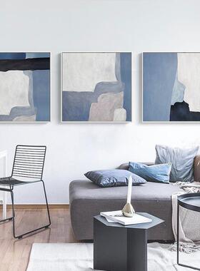现简约蓝挂色客厅代沙发装意饰画创壁画玄关画沙发背景墙抽EM-272