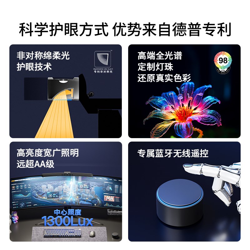 德普光学屏幕挂灯台式电脑异形屏曲面带鱼屏工作补光护眼显示器灯