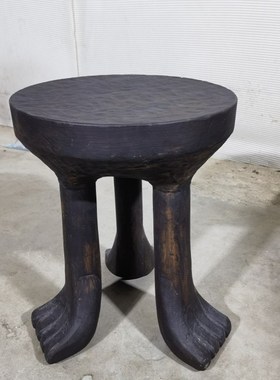侘寂风椅子创意实木墩子艺术茶几沙发床头边几设计三足几厂家直营