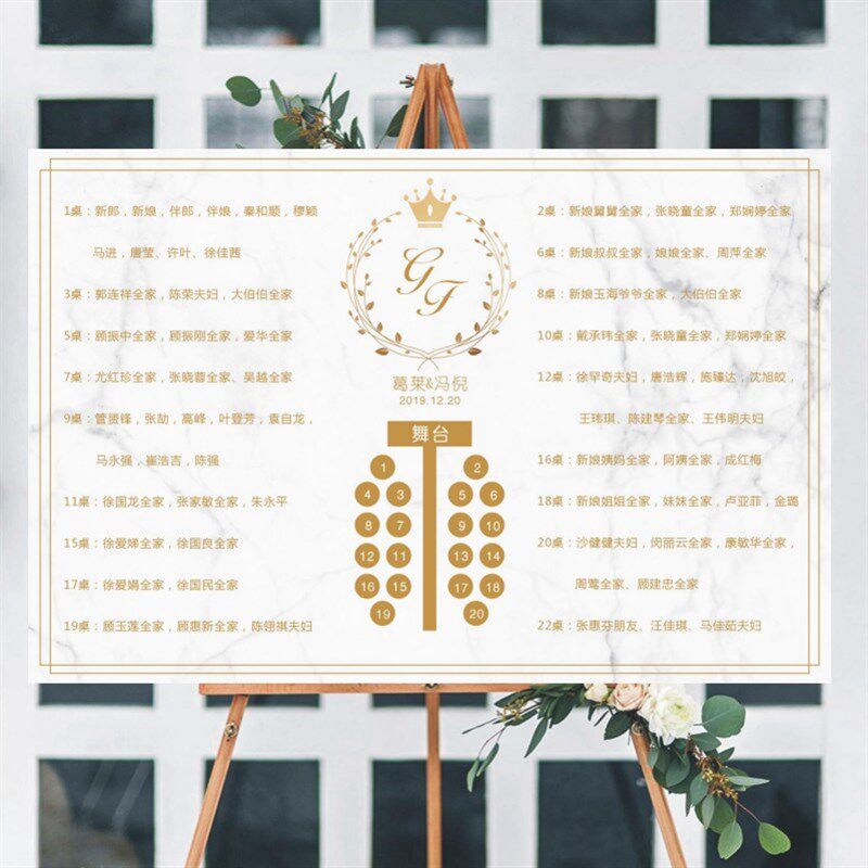 定制婚礼席位图婚宴座位分布图订婚回门答谢宴海报指引牌设计打印