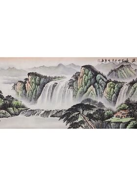 纯手绘山水小六尺源远流长国画富山贵水客厅办公室挂画