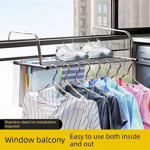 【一件】不锈钢窗外晾衣架阳台小型晾晒架挂衣物窗台晾衣架子