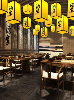中式长方形羊皮灯笼连串串灯餐厅客厅吧台装饰走廊灯定制火锅饭店