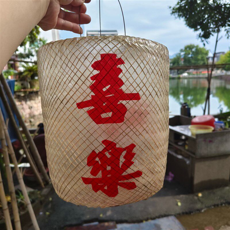 新年春节元宵传统非遗竹丝油纸(东阳行灯)古风手绘竹编灯笼发光