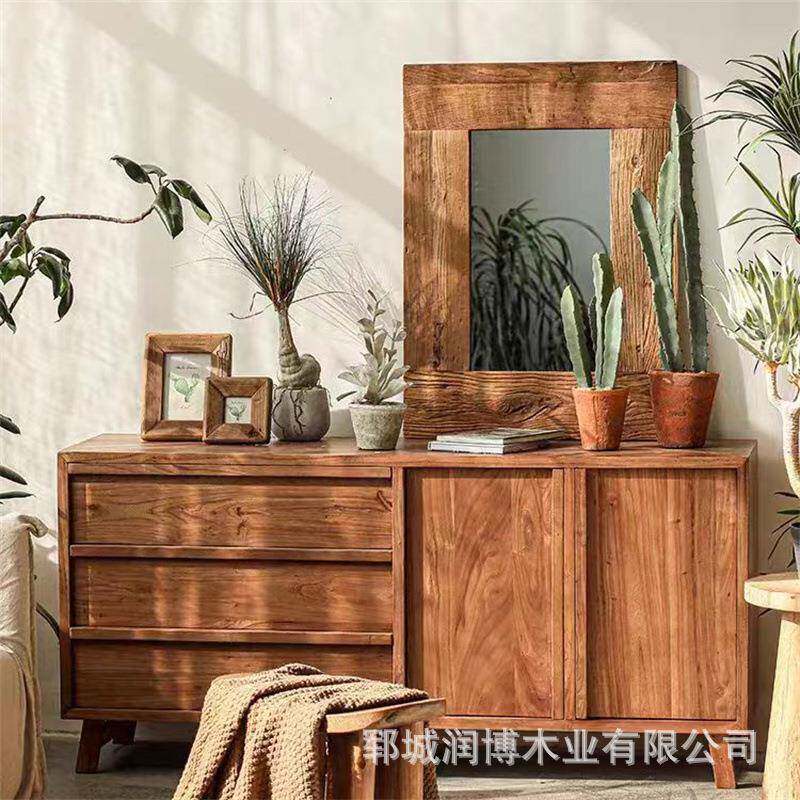 榆木柜子餐边柜纳客厅橱水柜碗柜玄关RB-420收柜子电视柜复古实木