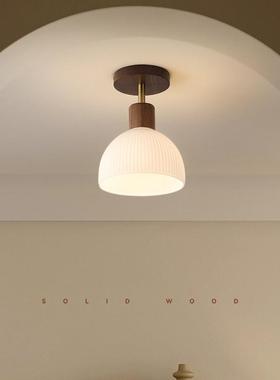 走廊灯过道灯中式简卫约39648轻中古户风胡桃木吸顶灯入玄关奢厨